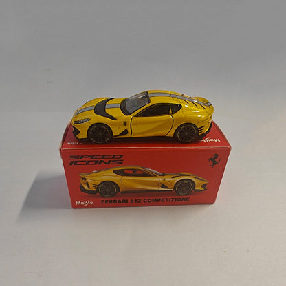 New In Stock Bburago 1:64 Ferrari 812 Competizione Yellow Alloy Miniature Ferrari Datyona Sp3 Sports Diecast Model Custom Toys