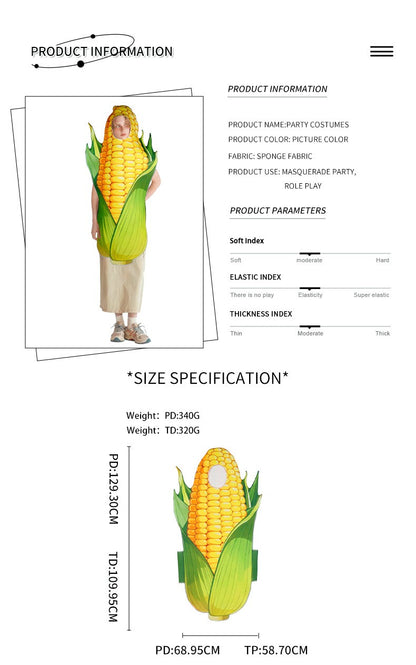 2026 Halloween Corn-Themed Funny Costumes, Cosplay Outfits, Vegetable Carnival Party Costumes, Parent-Child Performance Costumes