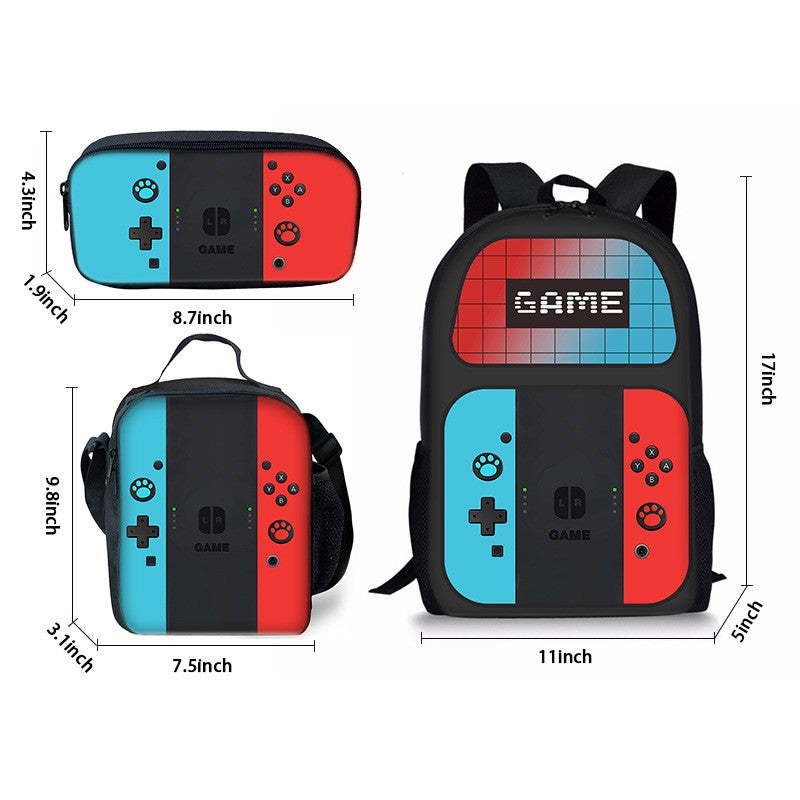 Mochila escolar estampada com console de videogame criativo 3 peças/conjunto mochilas para meninos adolescentes meninas Nylon à prova d'água bolsas escolares para livros