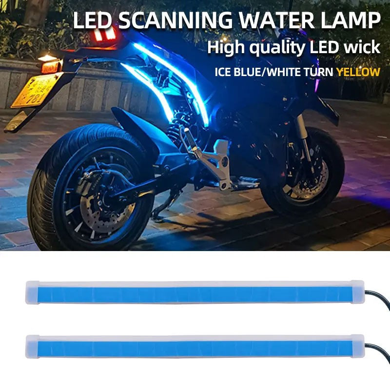 2 Peças Luzes de Seta para Moto LED Luz Diurna Luz Traseira DRL Faixa Decorativa À Prova d'Água Freio Luz Sequencial