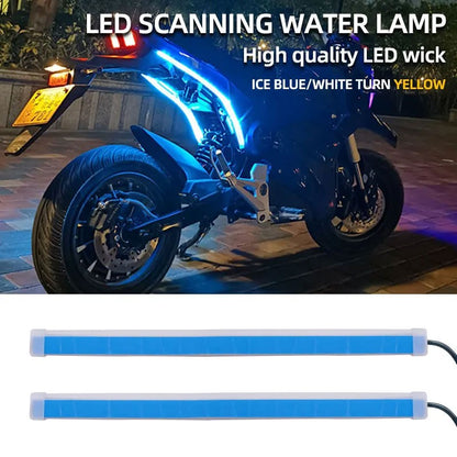 2 Peças Luzes de Seta para Moto LED Luz Diurna Luz Traseira DRL Faixa Decorativa À Prova d'Água Freio Luz Sequencial