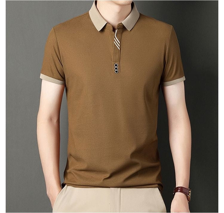 High quality short sleeve men's POLO shirt summer fashionable stripe design soft golf top comfortable ventilate casual T-shirt