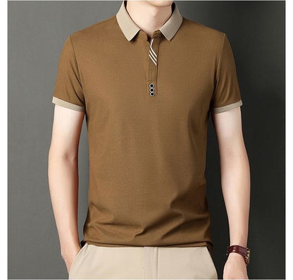 High quality short sleeve men's POLO shirt summer fashionable stripe design soft golf top comfortable ventilate casual T-shirt