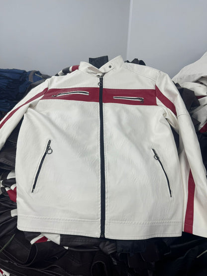 Men's Vintage Biker Leather Jacket Autumn Winter Retro Stand Collar Motorcycle PU Coat Warm Windproof Fashion Casual Jacket