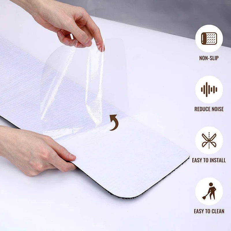 1pc 80cm/31.49inch Soft Suede Treads Anti-Slip Indoor Stair Runner Carpet Stair Rug Mat ,Electrostatic adsorption is healthier