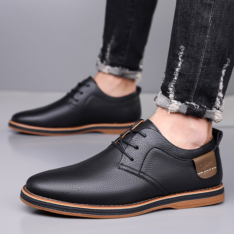 Men's Solid-Color Striped Business Formal Shoe Fashionable And Comfortable Oxford Shoe New Autumn Winter Casual Dress Party Shoe