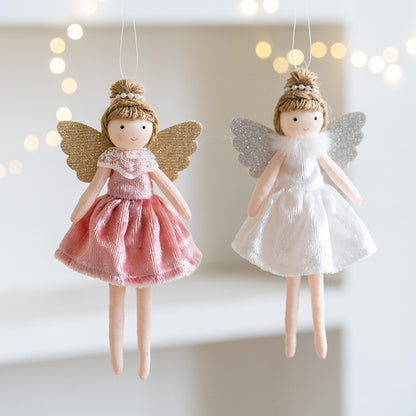 New Christmas Plush Angel Doll Pendant Ornaments Xmas Tree Hanging Decorations For Home Festive Party Decor 2024 New Year Gifts