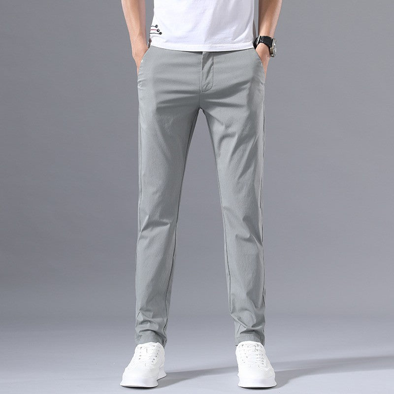 Calças Masculinas de Negócios Sociais Casual Caqui Verde-claro Perna Reta Clássica Slim Fit Venda Quente Fina Masculina