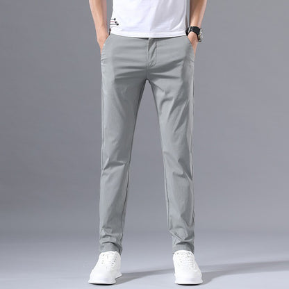 Calças Masculinas de Negócios Sociais Casual Caqui Verde-claro Perna Reta Clássica Slim Fit Venda Quente Fina Masculina