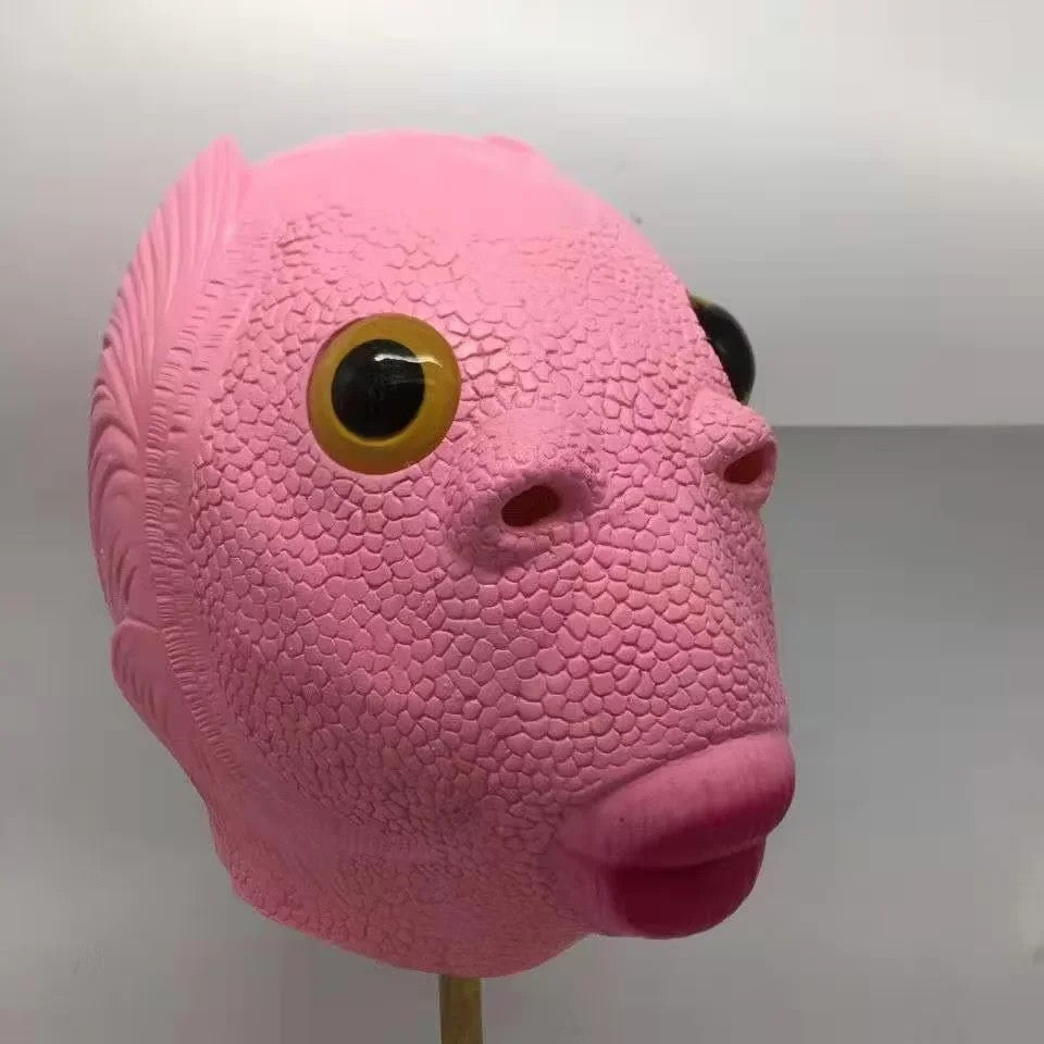 Halloween Green Fish Head Red Fish Head Funny Cosplay Costume Mask Adult Carnival Party Fish Head Mask April Fool's Day Headdres