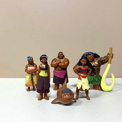 Lot 10pcs/Set  5-8CM Disney Moana Princess Moana Cheif Tui Maui Grandma Tala Pua Pig Rooster Kakamora Action Figures Decoration