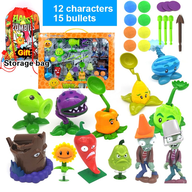 PLANTS VS ZOMBIES 2 Toys Full Set New Role Pea Shoote Alliance Bullet Ejection Attack Walking Dead Children's Gifts Delivery Bag