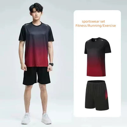 Running Sets Men Sportswear Short sleeve Clothes Fitness Basketball tennis Soccer Plus Size Gym Clothing 2 pieces Sports Suits