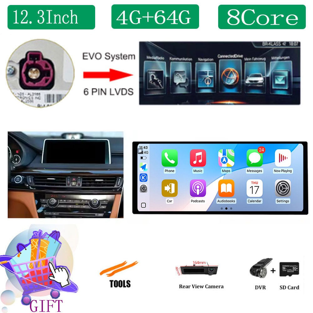 Para BMW X5 F15 X6 F16 2014 - 2018 Sistema NBT/EVO Rádio Automotivo Multimídia Player Android 14 GPS Navegação 4G BT Carplay Auto Ferramentas