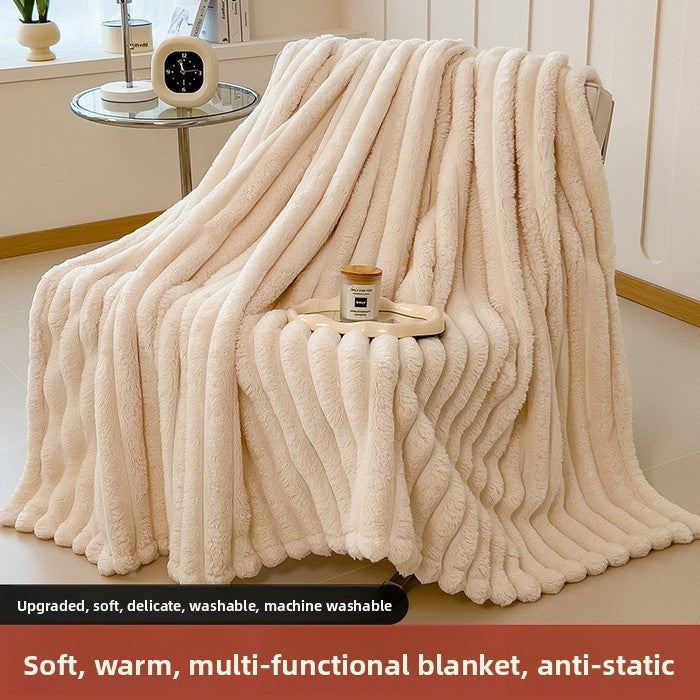 Thi Rabbit Fur Blanket Office Sofa Nap Blanket Premium Cover Blanket All Seasons  Color Polyester Fiber
