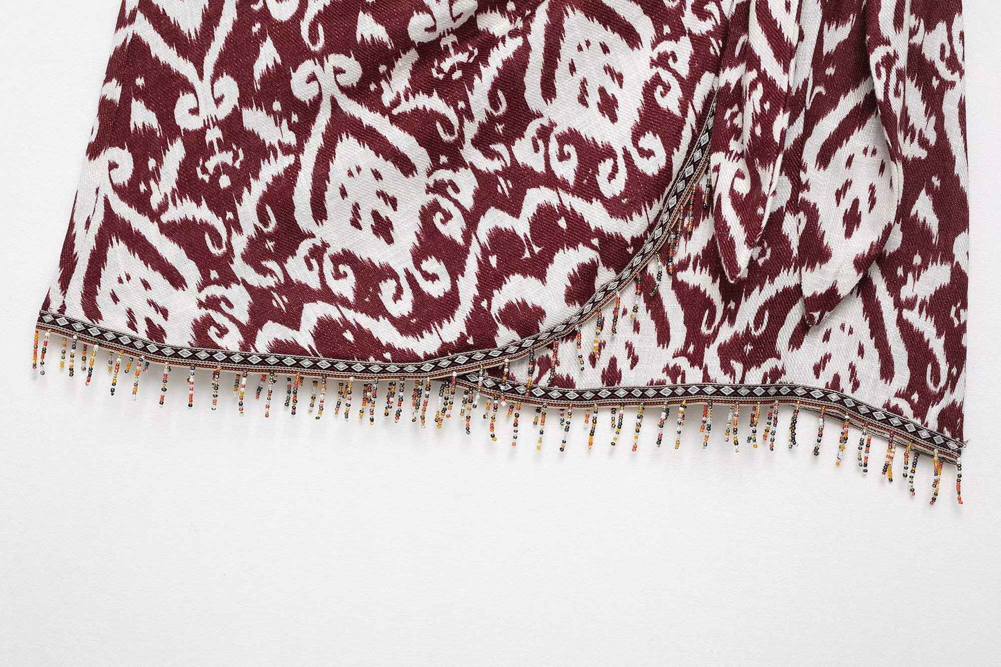 Zevity Women Fashion Totem Print Colorful Beading Tassel Mini Sarong Skirt Faldas Mujer Female Chic Back Zipper Vestidos QUN9282