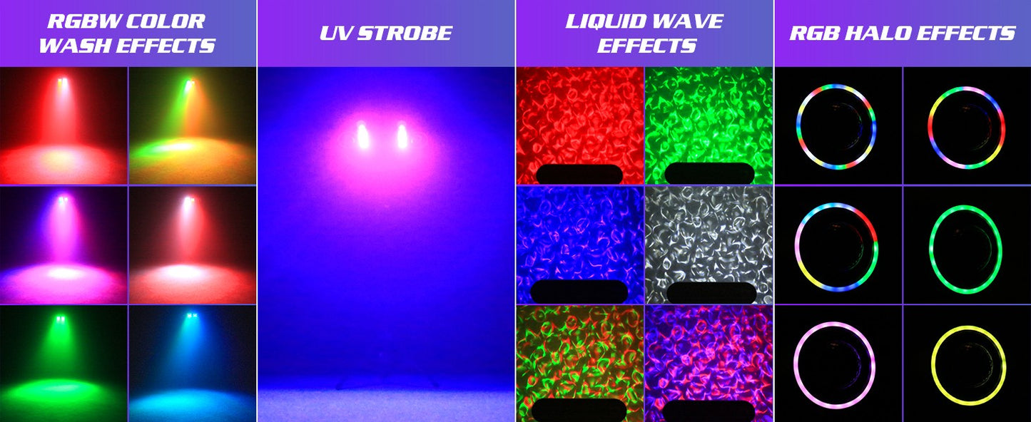 80W 7in1 RGBW LED Effect Lights Bracket Lights W/Bag Magic Ball Lights Remote Control Stage Lighting for DJ Disco Party Theater