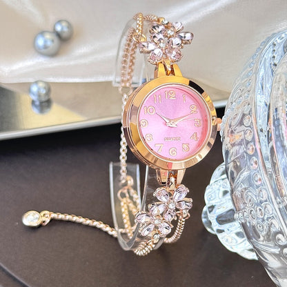 Live burst new diamond set flowers color diamond simple fashion pull bracelet watch women's watch