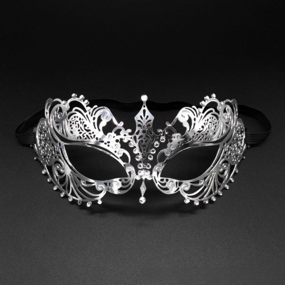 New Vintage Half Face Mask Lace Metal Elastic Bands Masquerade Party Mask Hollowed-out Diamond Inlaid Princess Mask