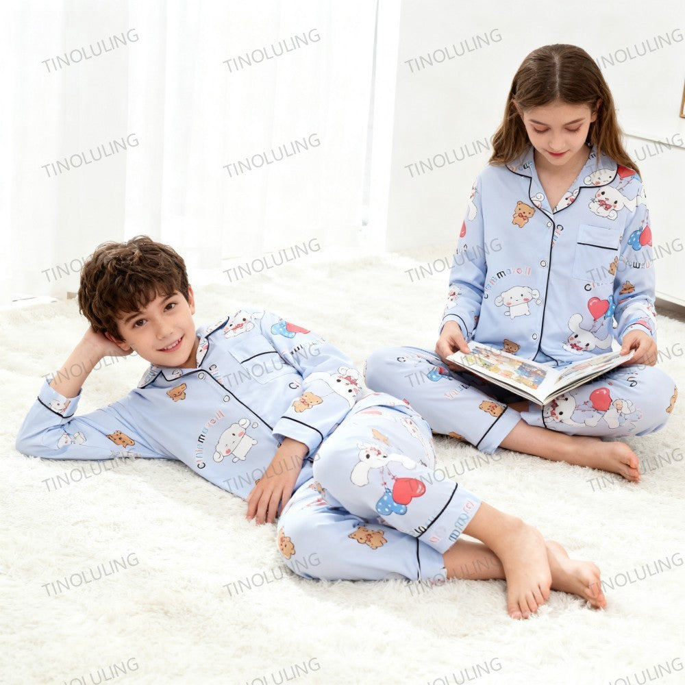 2025 New Baby Cotton Two-piece Set Home Clothes Children Pijama Boys Girls Cartoon Pajamas Set Kids Long T-shirt + Pants Outfits