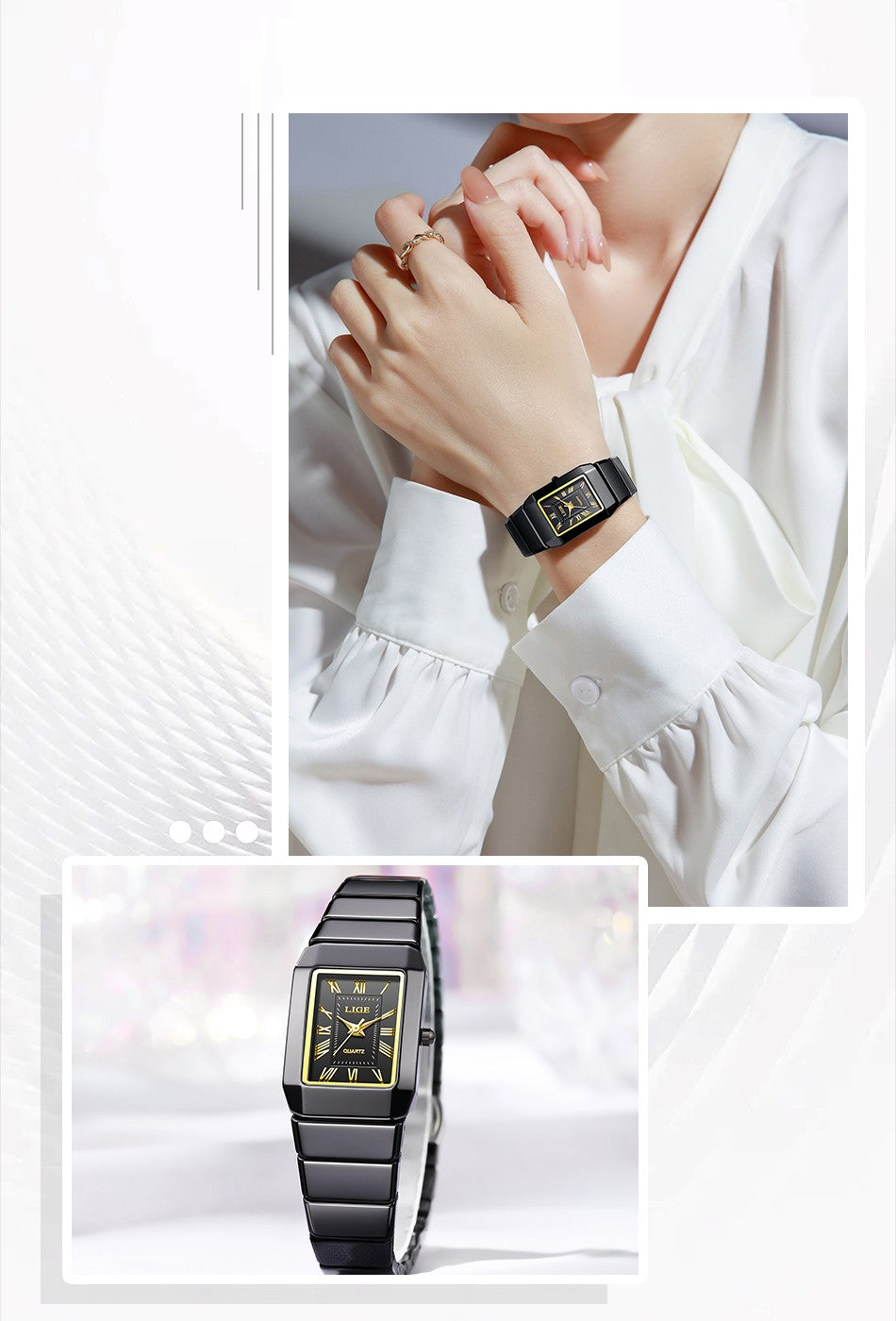 LIGE Classic Elegant Woman Watch Fashion Luxury Ceramic Strap Waterproof Casual Simple Dress Quartz Women's Watches Wristwatches