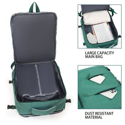 Mochila de viagem para mulheres e homens, aprovada para voos, impermeável, esportiva, casual, pequena para caminhada