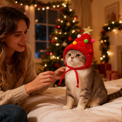 Fantasia de Natal de Cãozinho Gato Acessórios de Chapéu de Papai Noel de Natal para Gatos Suprimentos para Vestir Animais de Estimação de Feriado Touca de Natal para Animais de Estimação
