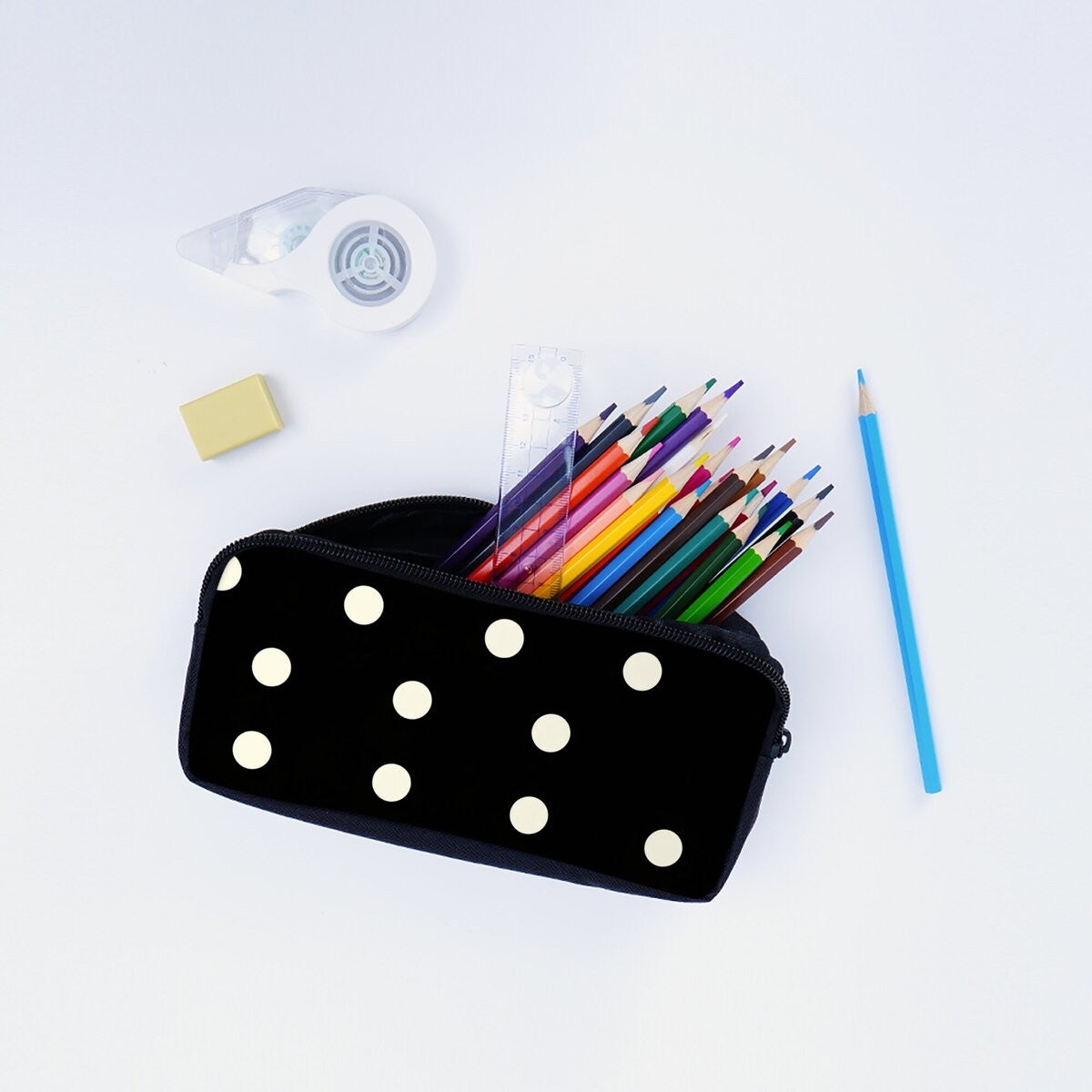Polka Dots Print Wheeled Rolling Bag Set with Lunch Box Pen Bag with Wheels School Trolley Backpack Bag for Girl/Boys