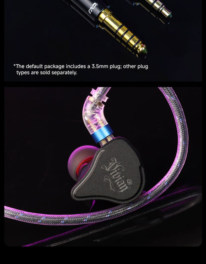 Fone de Ouvido Intra-auricular CVJ Vivian com Driver Dinâmico de 10mm adequado para Música e Jogos Cabo Removível de 0,78mm Qualidade de Som HiFi