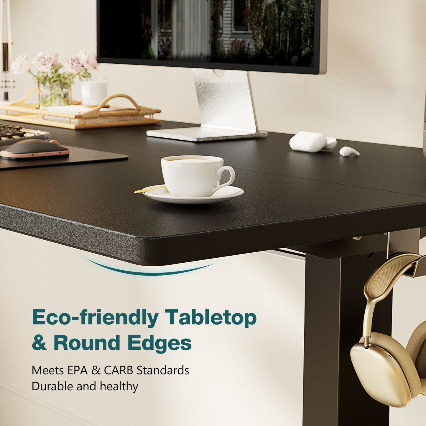 Mesa de Escritório Elétrica Ajustável em Altura JHK, Estação de Trabalho Ergonômica com Estrutura de Metal para Casa e Escritório