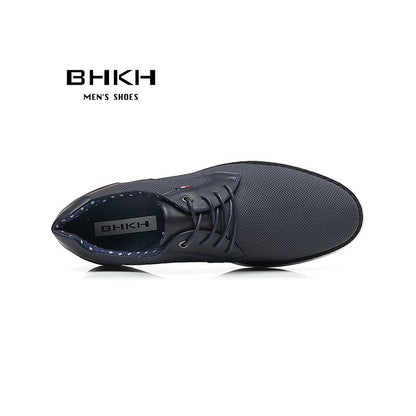 BHKH 2025 Genuine Leather Dress Shoes Comfy Men Casual Shoes Smart Business Work Office Lace-up Men Shoes