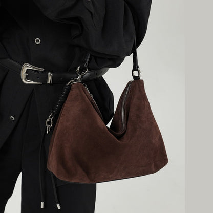 Hifashion Vintage Suede Genuine Leather Underarm Shoulder Bags For Women 2025 Luxury Designer Hobo Tote Office Ladies Handbags