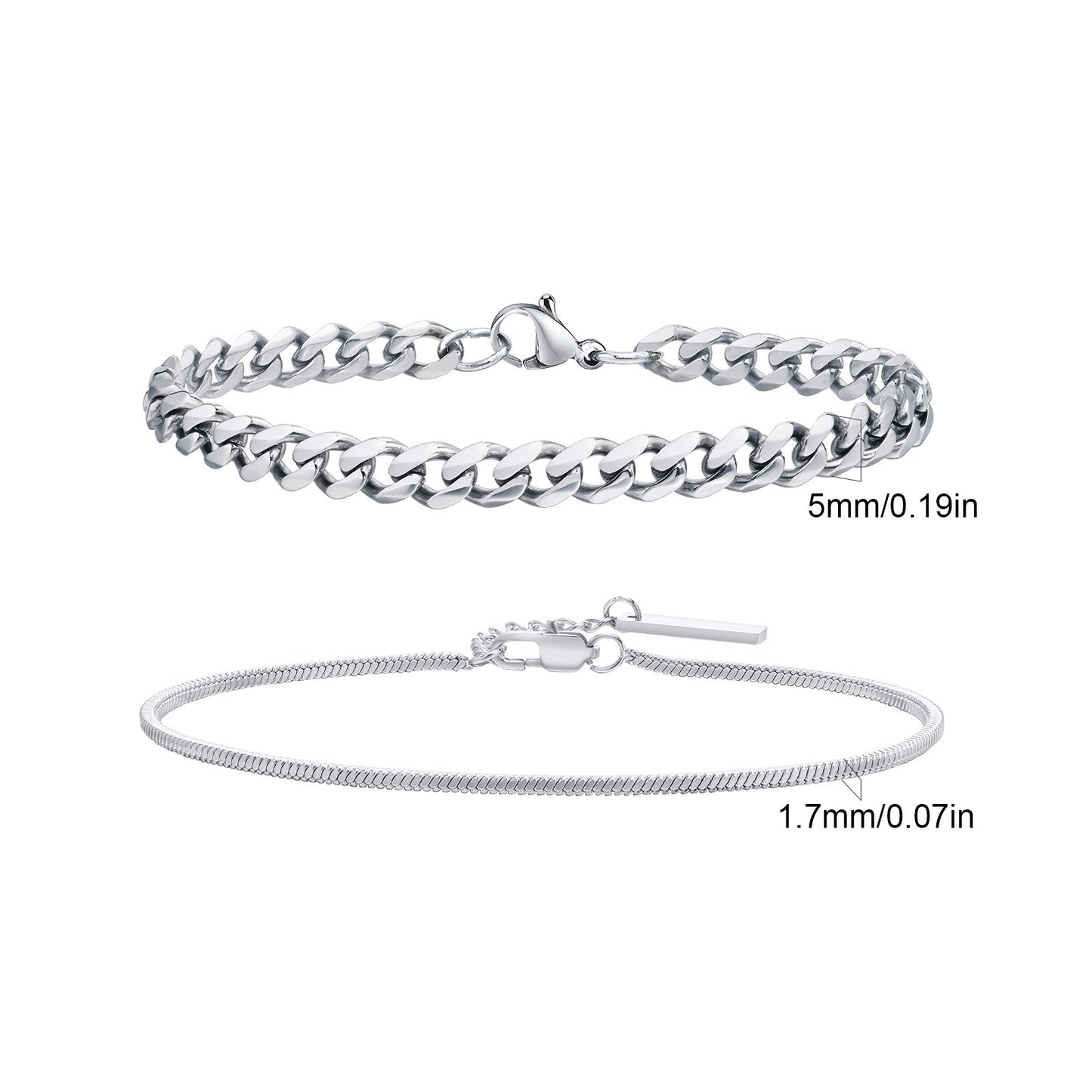 2 Pulseiras Masculinas de Corrente, Aço Inoxidável Prata Ouro Cor Preta, Corrente de Corda Torcida, Pulseira, Correntes Cubanas Modernas de Presente