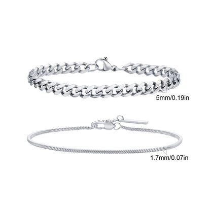 2 Pulseiras Masculinas de Corrente, Aço Inoxidável Prata Ouro Cor Preta, Corrente de Corda Torcida, Pulseira, Correntes Cubanas Modernas de Presente