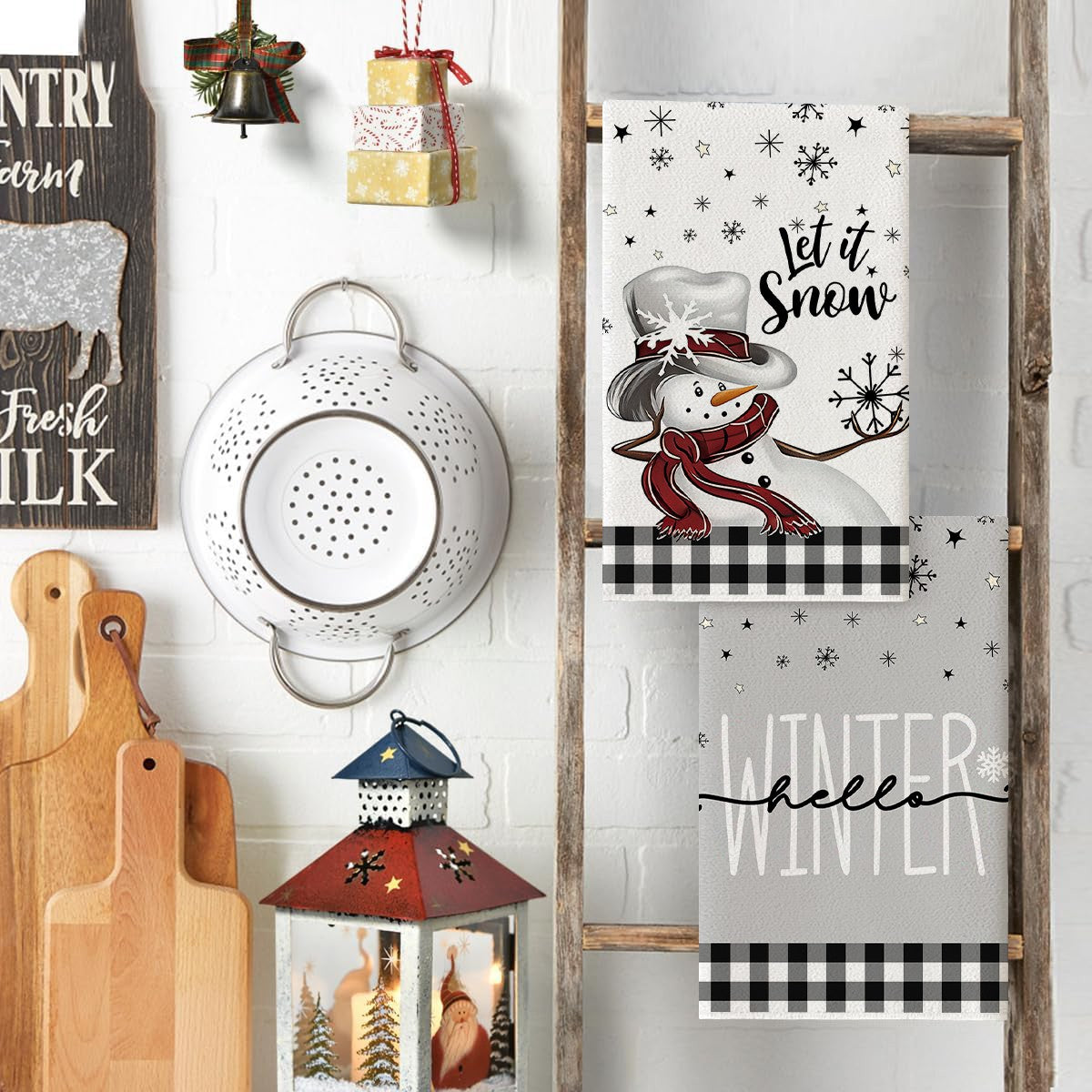 2/4pcs Christmas towels, snowflakes, Christmas trees, snowmen patterns, kitchen cleaning towels, dishwashing towels, hand towels