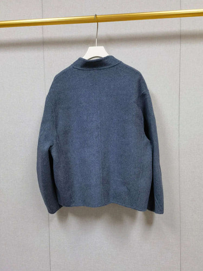 2025 Autumn Winter Fashion Women 3 Colors Single Breasted Stand Collar Coat Lady Double Sided Woolen Jacket