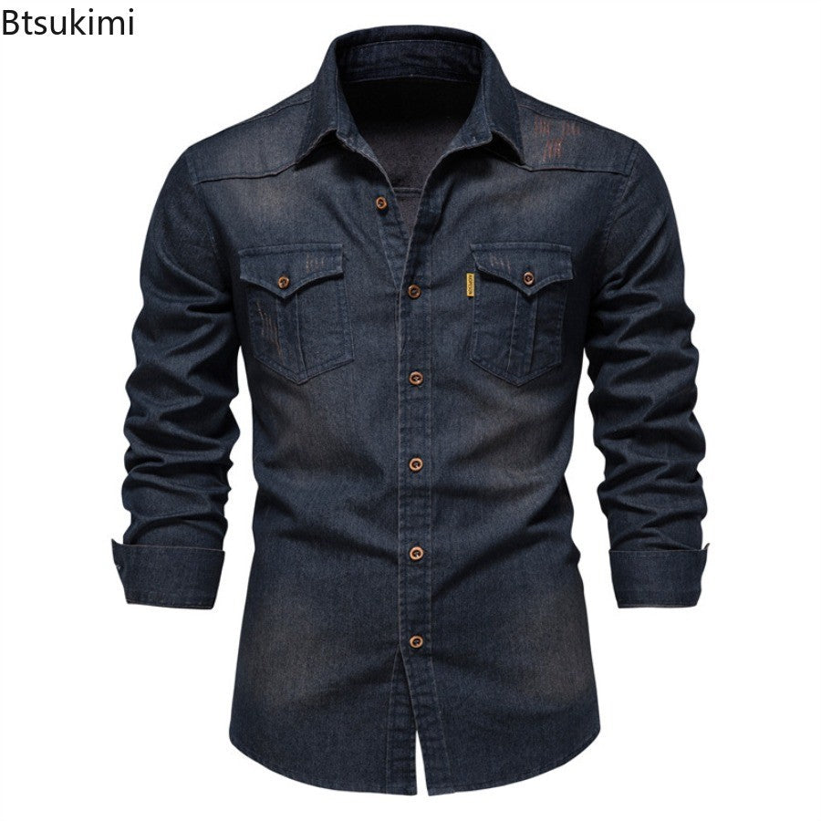Spring Autumn New Men's Denim Shirts Fashion Casual Long Sleeve High Quality Cotton Shirt Jackets Vintage Slim Male Jean Shirts