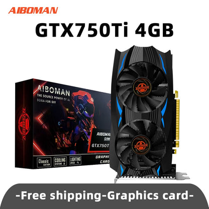 Placa de Vídeo AIBOMAN NVIDIA GTX750Ti 4G GDDR5 128Bit 28nm PCI Express 3.0 X16 para Jogos Componentes de Computador de Mesa