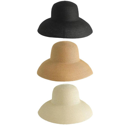 Women Panama Straw Hat Summer Sun Hats Solid Plain Elegant Wide Brim Hat Sunscreen Hepburn Style Beach Hat For Outdoor