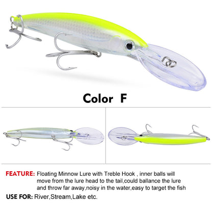 Isca Artificial Flutuante Minnow 32g 50g 75g Isca de Pesca Longa Arremesso Água Salgada Robalo Iscas Duras Minnow para Pesca de Robalo