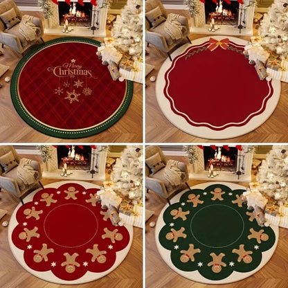 VIKAMA Christmas Snowflake Anti-Slip Washable Rug - Essential Round Floor Mat for Home Room Deco