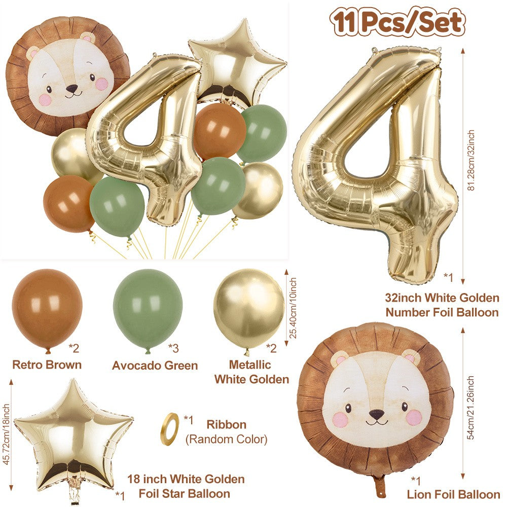 11pcs Cartoon Jungle Safari Animal Head Balloon Lion for Birthday Party Decor 40inch Platinum Digit Jungle Party Decoration Gift