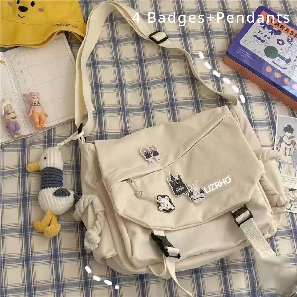 Women's Nylon Handheld One Shoulder Versatile Large Capacity Crossbody Bag Retro Work Travel Postman Bag