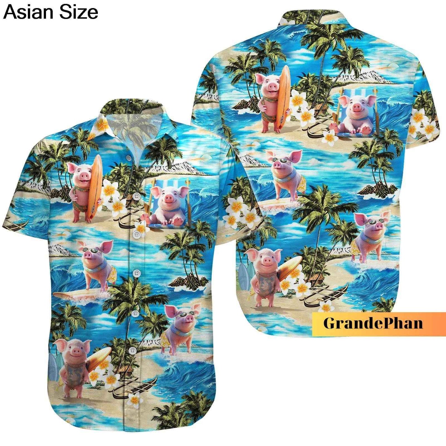 Cute Pig Hawaii Shirt Pink Pig Summer Aloha Shirts Barchelory Party Outfit, Funny Hawaii Shirt, Pig Lovers,Gift For Farmers Tops