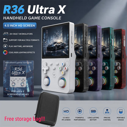 New R36 Ultra X Retro Video Game Console 4.5-inch IPS Screen Linux System 128GB Pre Installed Gaming Portable Handheld Player Li