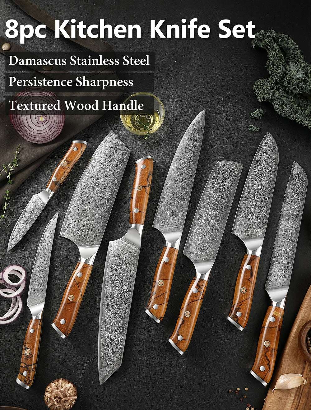 XITUO Damascus Aço Faca de Cozinha Conjunto 1-8 Pçs Faca Profissional Japonesa Faca de Chef Afiada Faca Santoku Faca de Corte Faca de Utilitário Faca de Trinchar