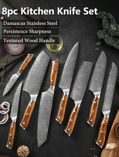 XITUO Damascus Aço Faca de Cozinha Conjunto 1-8 Pçs Faca Profissional Japonesa Faca de Chef Afiada Faca Santoku Faca de Corte Faca de Utilitário Faca de Trinchar