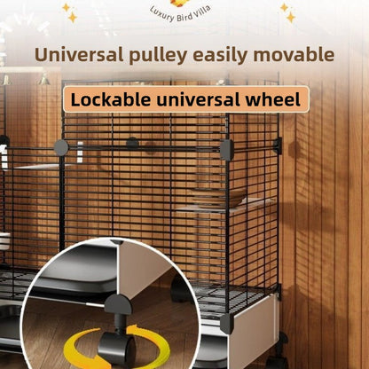 Gaiola Grande para Papagaios Exclusiva para Criação de Pássaros Gaiola de Luxo para Periquitos com Teto de Armazenamento Horizontal Multifuncional com Fio