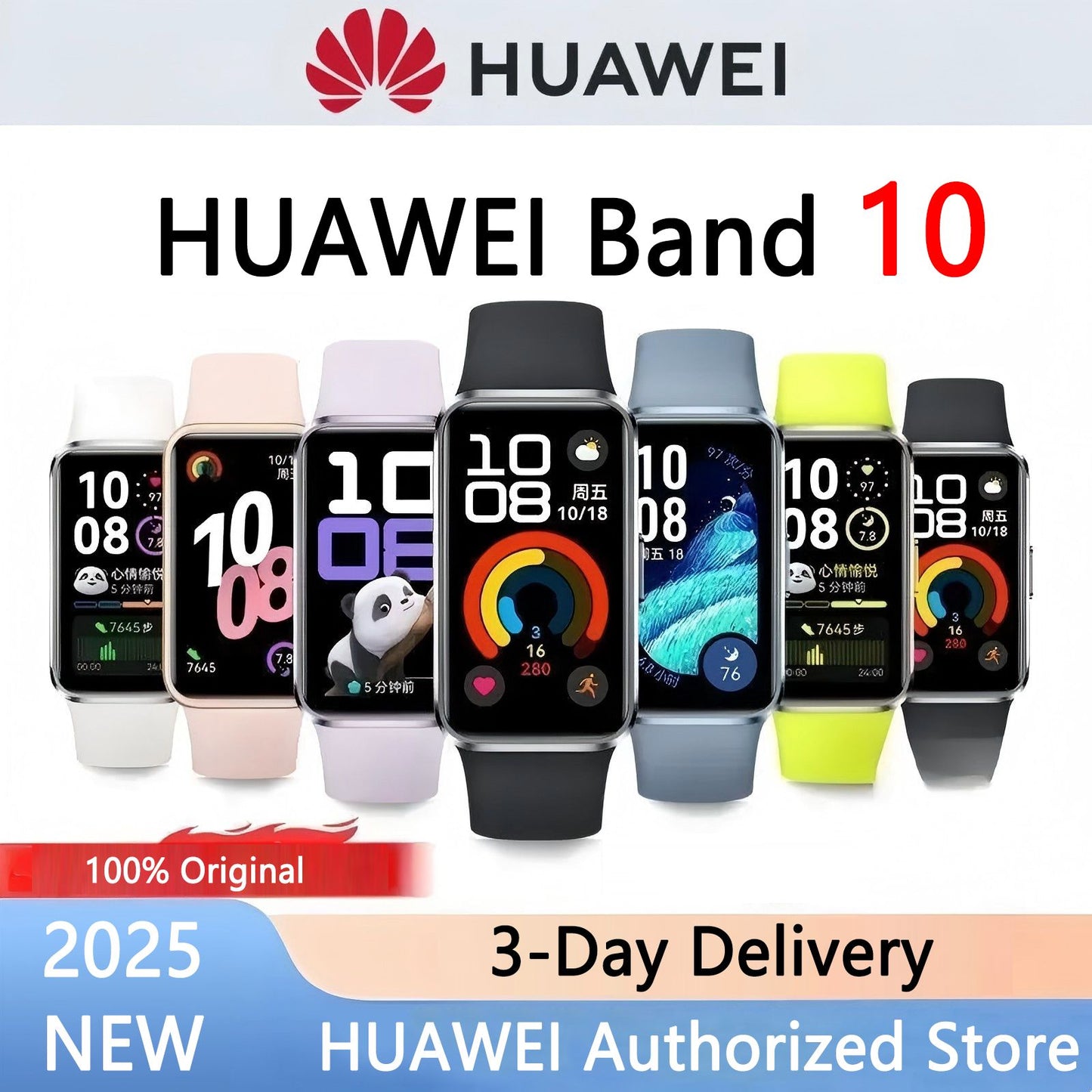 2025 NOVO Smartwatch HUAWEI Band 10 Original Compatível com IOS e Android, Monitoramento do Sono, Monitor de Saúde, 14 dias de bateria