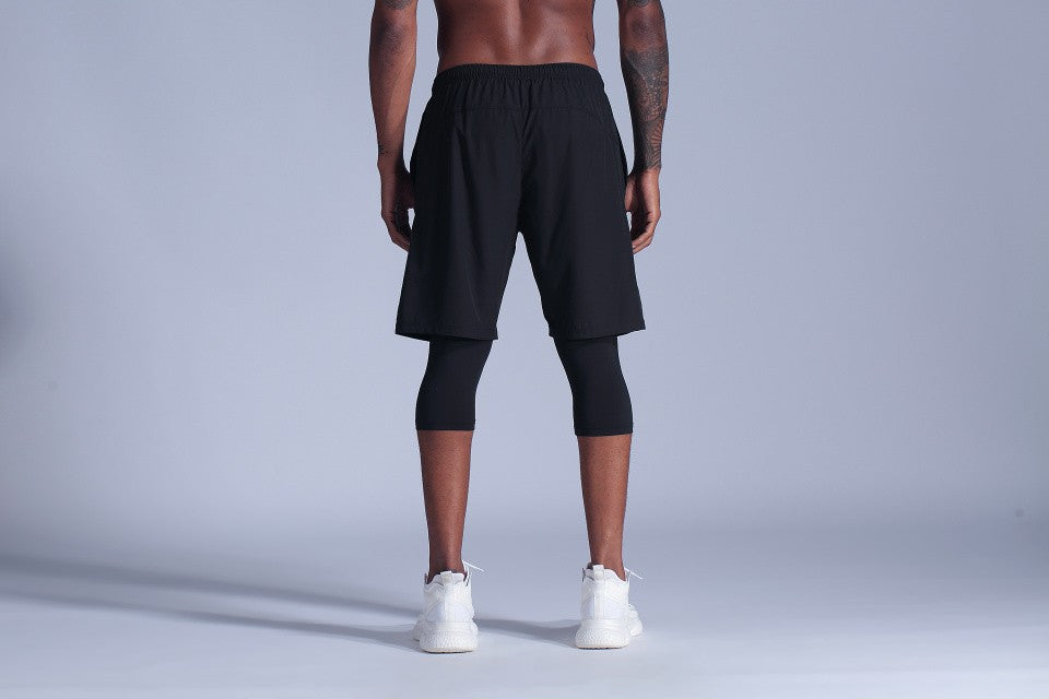 2 in 1 Compression Pants Mens basketball shorts Leggings sport Running Shorts High Elastic Dry Fit Training Tights Jogging Pants